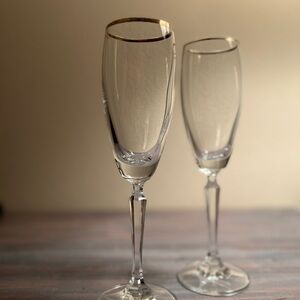 Crystal Gold Rimmed Champagne Flutes